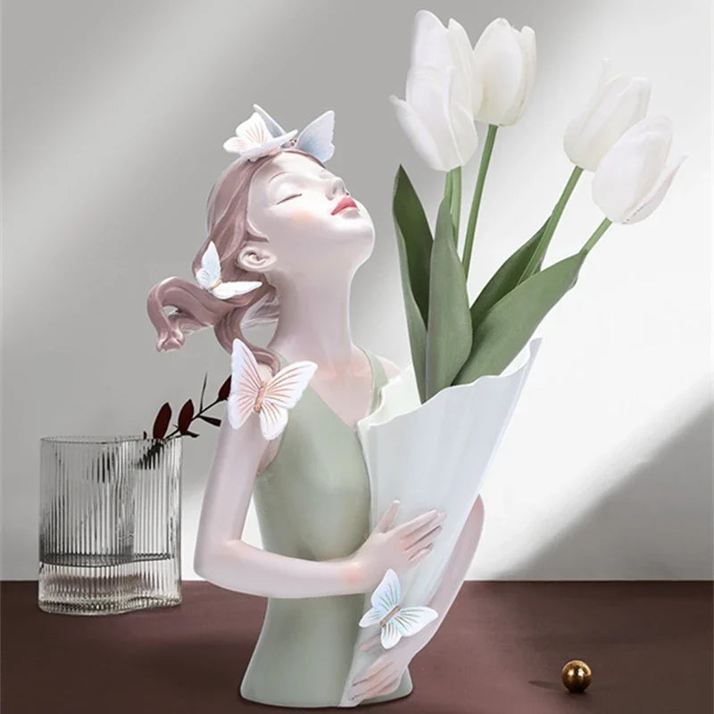 Butterfly Girl Desktop Decorative Flower Vase