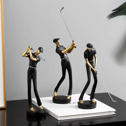 Creative Golfer Figurines Abstract Golf Player Model Ornament