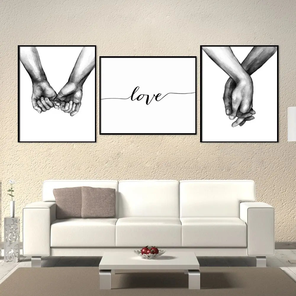 Minimalist Hand In Hand Wall Picture Canvas