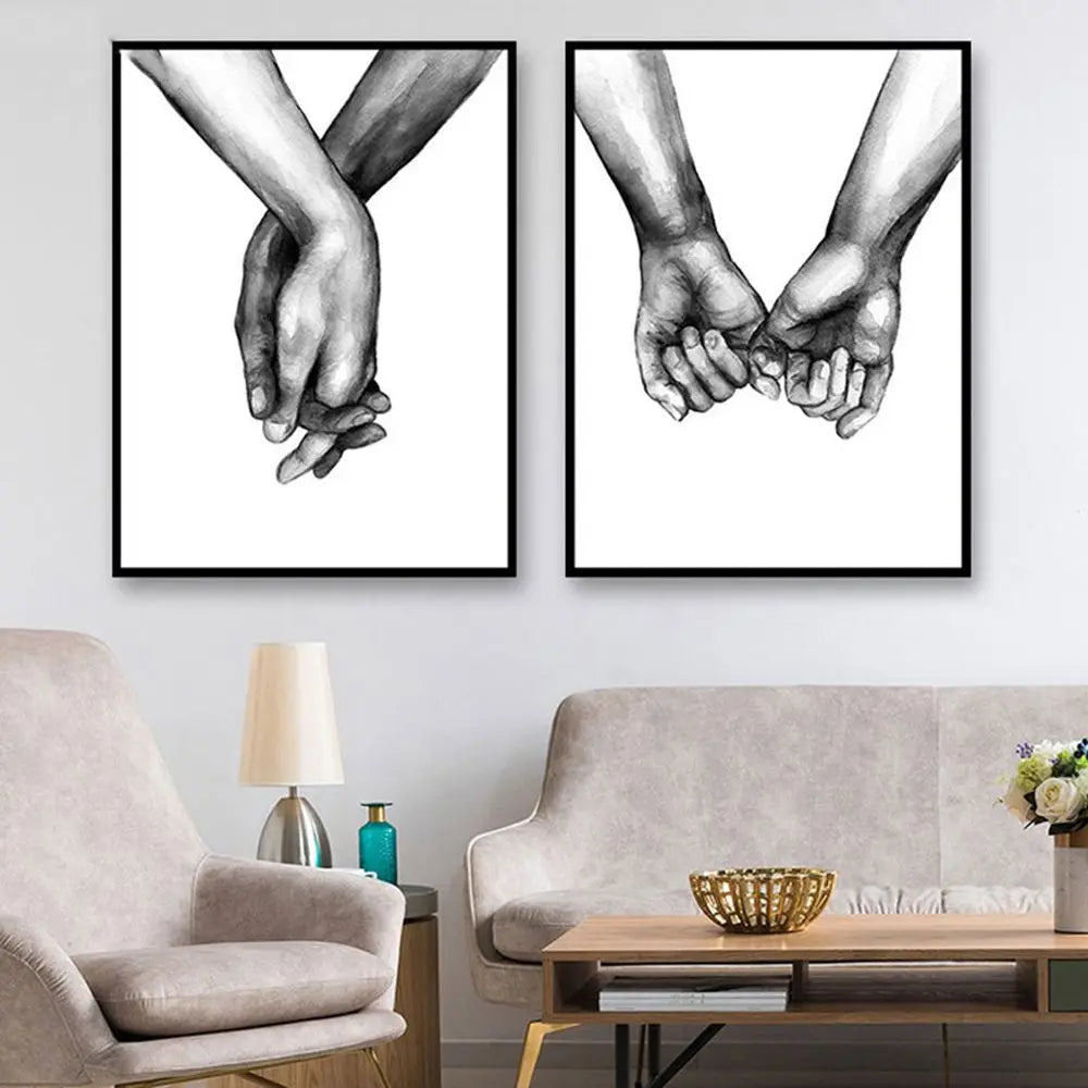 Minimalist Hand In Hand Wall Picture Canvas