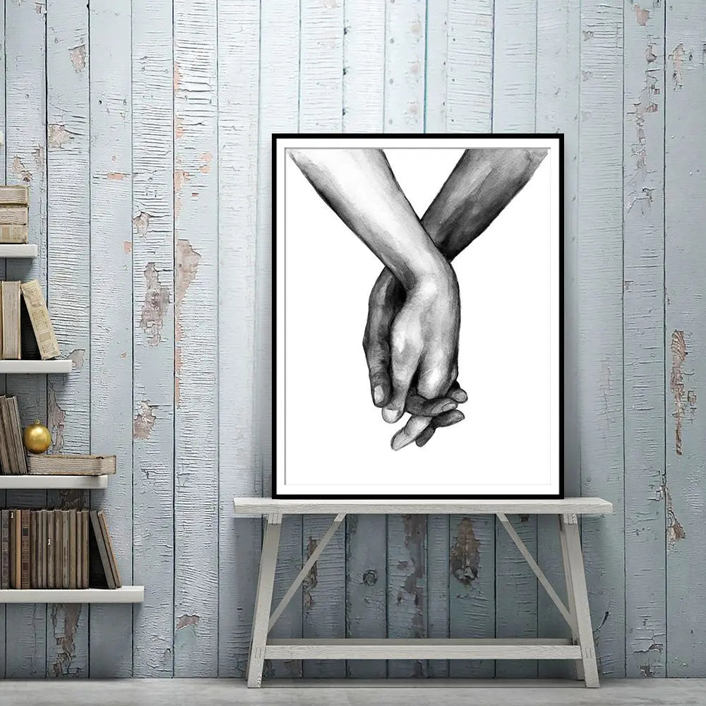 Minimalist Hand In Hand Wall Picture Canvas