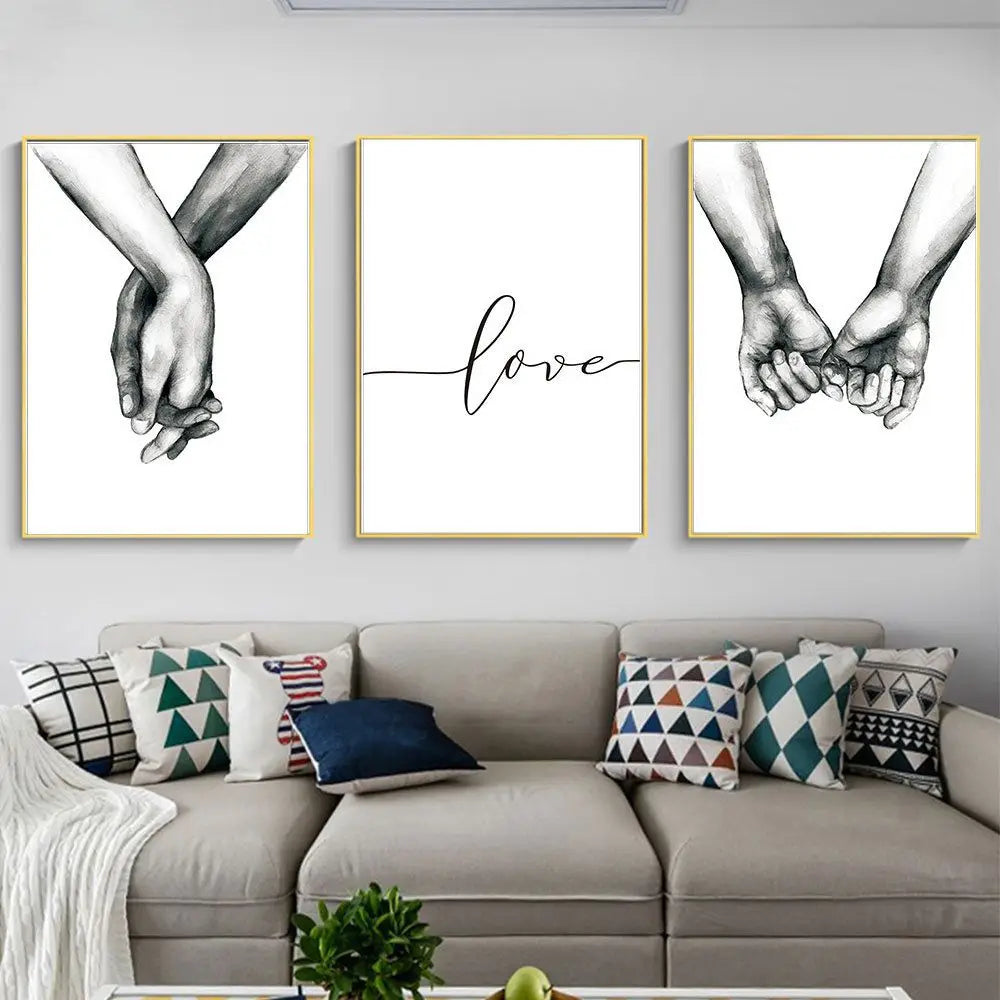 Minimalist Hand In Hand Wall Picture Canvas