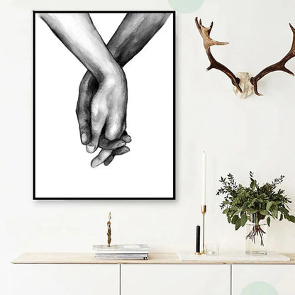 Minimalist Hand In Hand Wall Picture Canvas